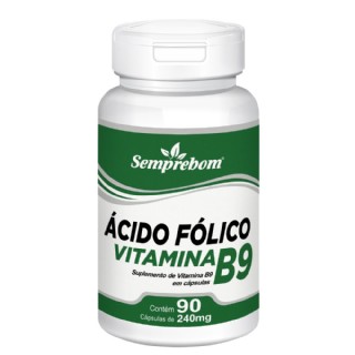 Ácido Fólico Vitamina B9 – Semprebom – 90 Cap. de 240 mg